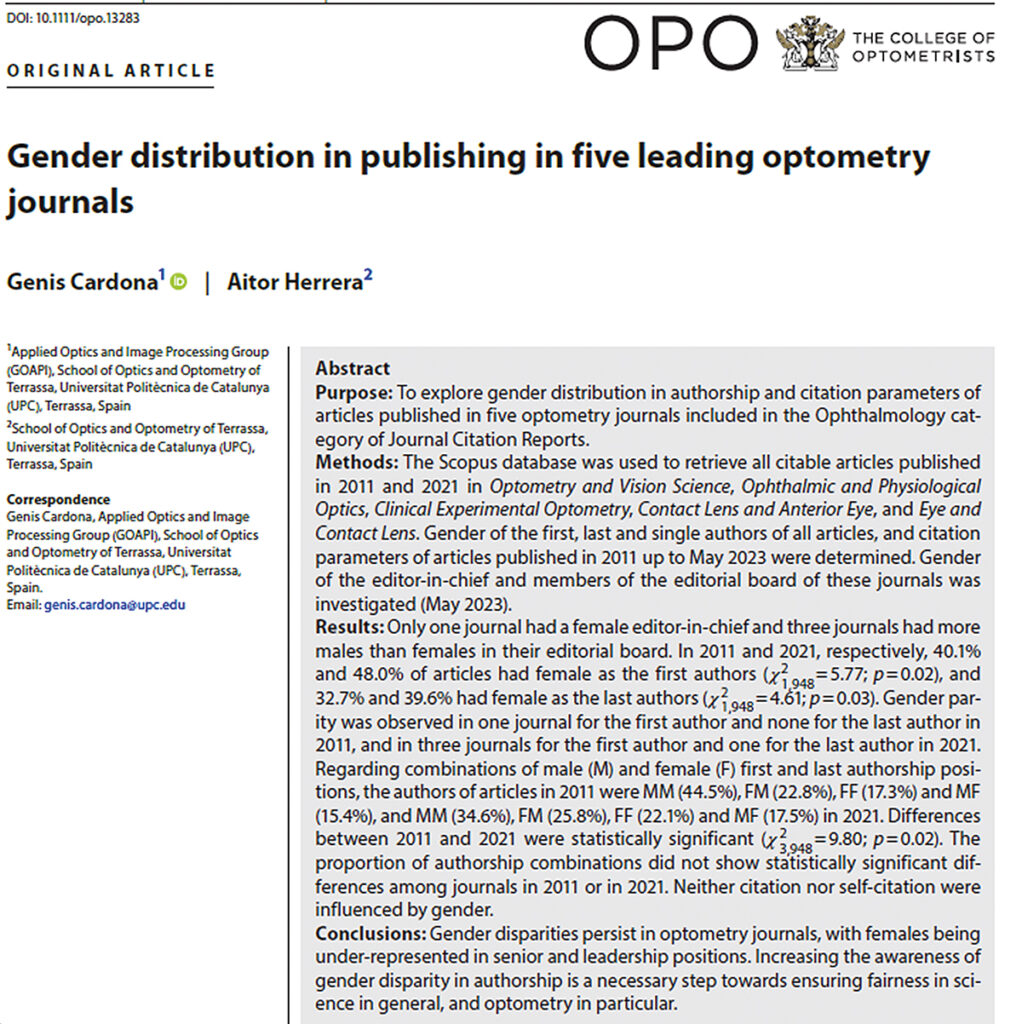 Disparidad de género en la optometría